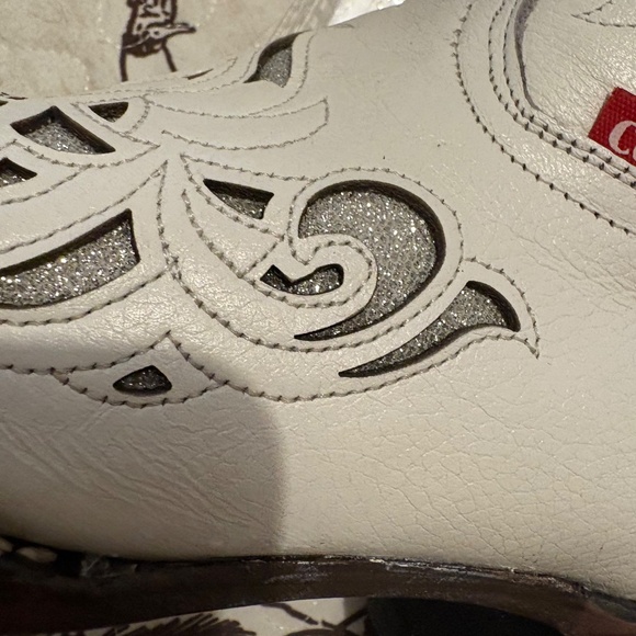 El Corral Western White Leather Bling Inlay boots - SZ 25.5 = 8.5 - Picture 15 of 17